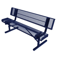 6ft Rolled Edge Thermoplastic Metal Bench with Backrest - To order