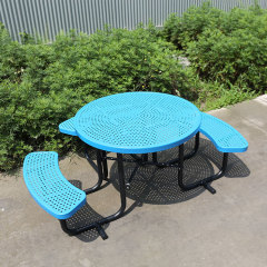 Accessible Round Thermoplastic Steel Picnic Table - School Picnic Table - Commercial Table