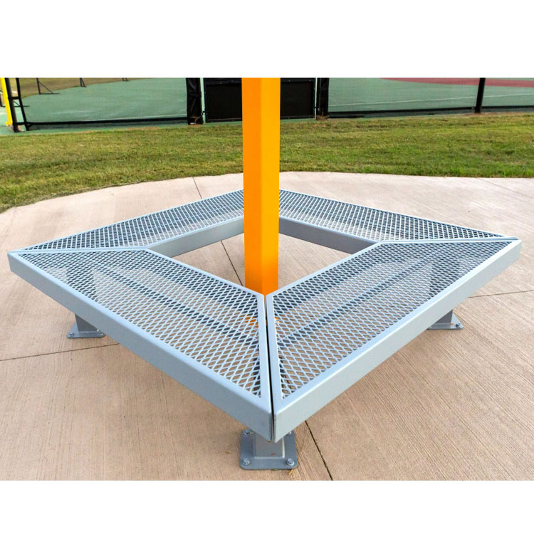 Mall park tree surround square thermoplastic surround object metal bench