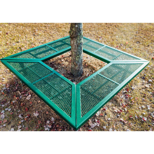 Mall park tree surround square thermoplastic surround object metal bench