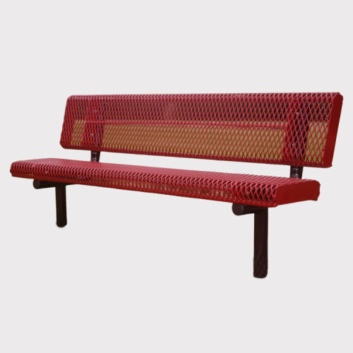 6ft Rolled Edge Thermoplastic Metal Bench with Backrest - To order