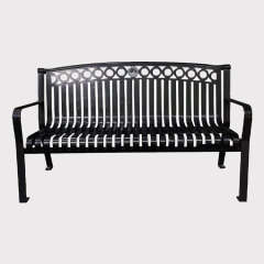 Commercial Park Bench With Curved Backrest - Carbon Steel Flat Steel Outdoor Furniture - Classic Park Bench