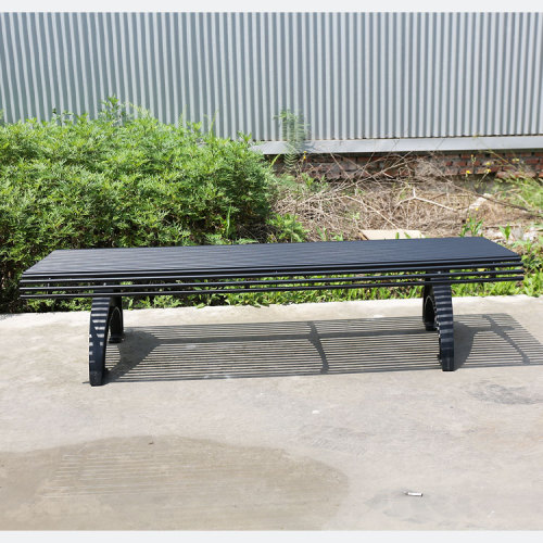 Outdoor steel tube park backless bench
