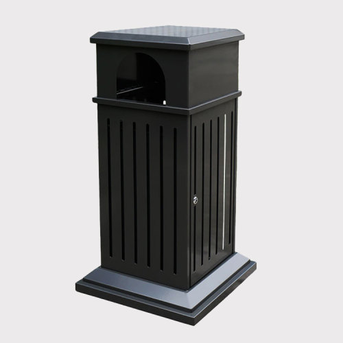 simple black metal iron dustbin