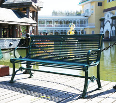 outdoor metal leisure white bench