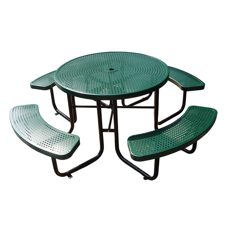 perforated metal outdoor round commercial picnic table