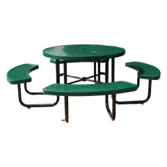 perforated metal outdoor round commercial picnic table