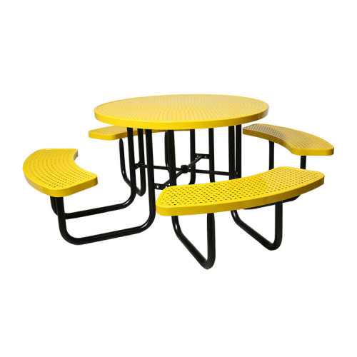 perforated metal outdoor round commercial picnic table