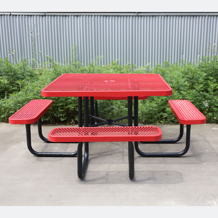 expanded steel square restaurant commercial picnic table