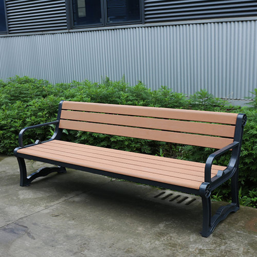 wood slat outdoor long bench