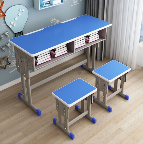 adjustable school double student desk with chair