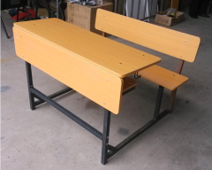 classroom wooden double desk and chair