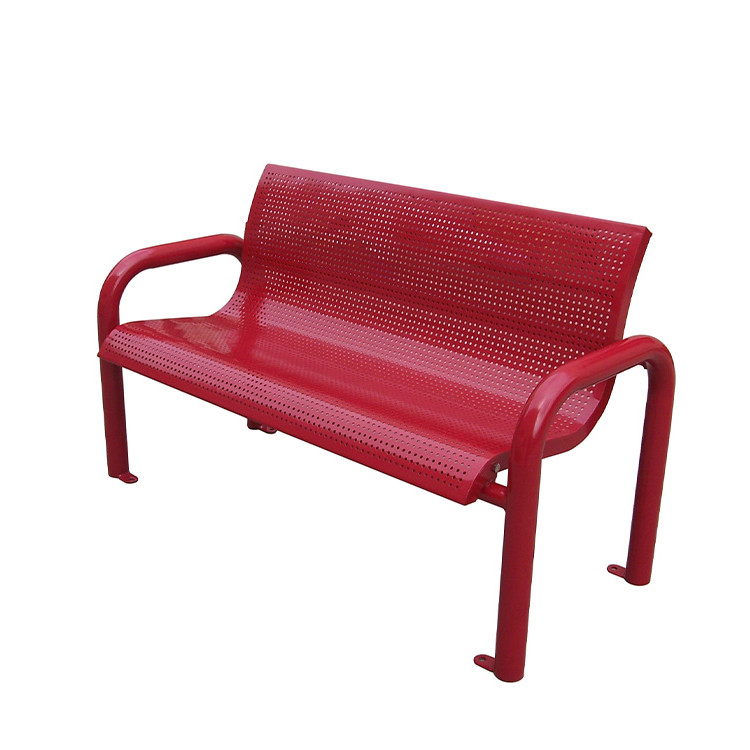 Outdoor Park perforated Metal Bench with Backrest