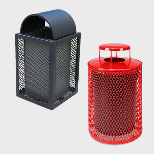 outdoor public square wire mesh trash can