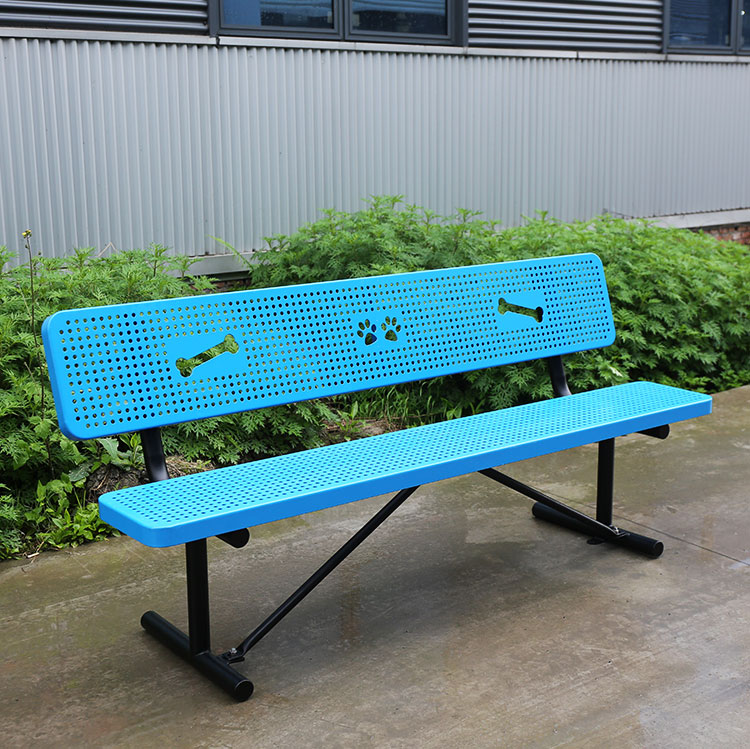 Outdoor park perforated metal bench