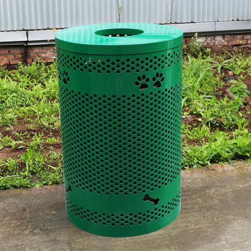 Outdoor dog poop trash can receptacle