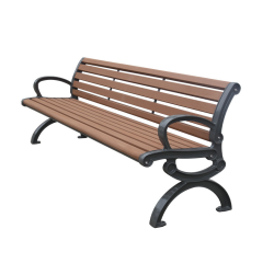 outdoor park wood slat bench with back