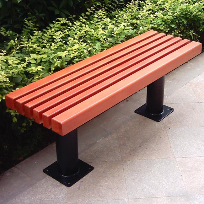 Outdoor patio wood backless bench seat