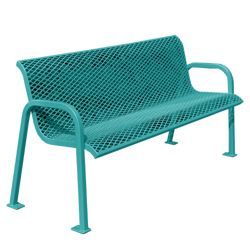 Powder coated metal outdoor garden bench