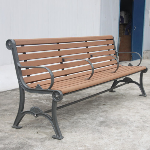 Wooden outdoor patio bench with back