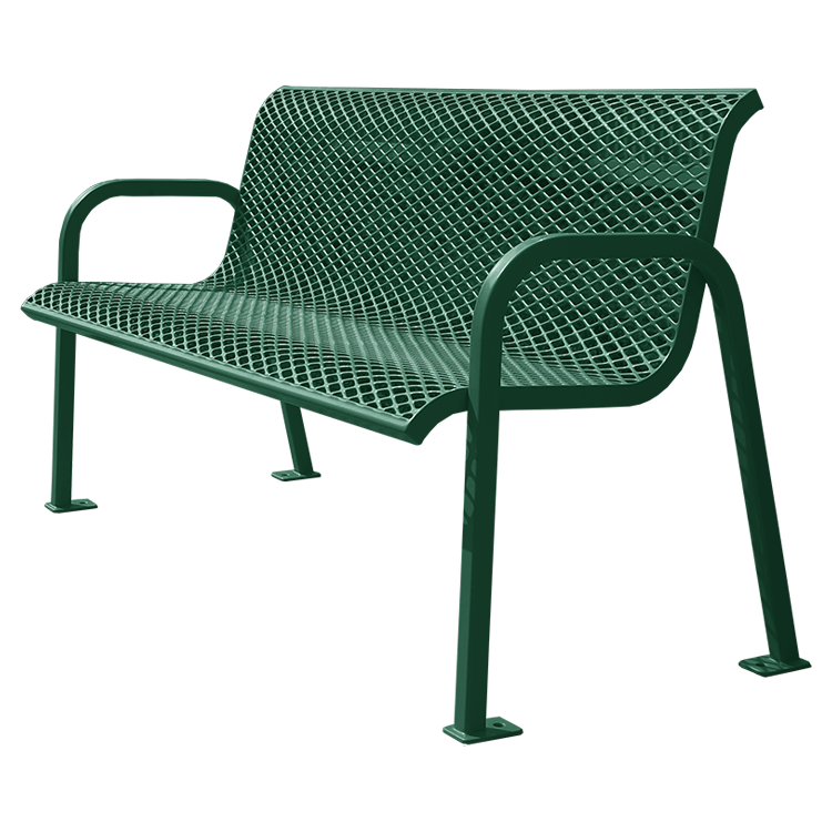 Powder coated metal outdoor garden bench