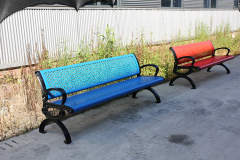 Black outside garden metal bench seat