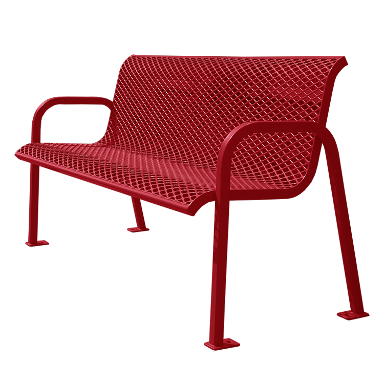 Powder coated metal outdoor garden bench