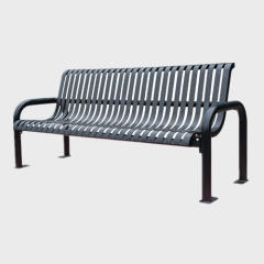 Contemporary modern outdoor steel slats benches