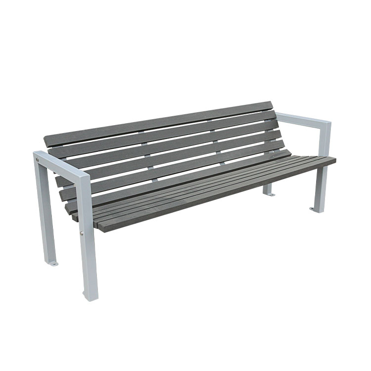Outdoor grey composite wood park bench