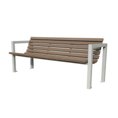 Outdoor grey composite wood park bench