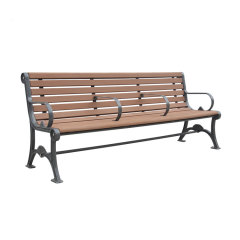 Wooden outdoor patio bench with back