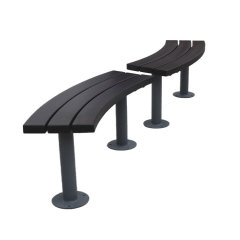 Outdoor curved wooden backless bench seat