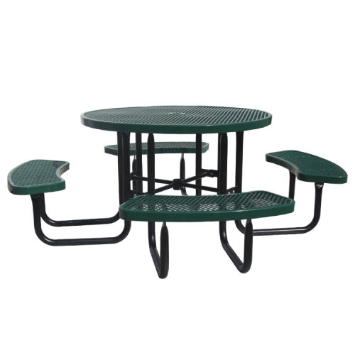 Outdoor round picnic table with umbrella hole