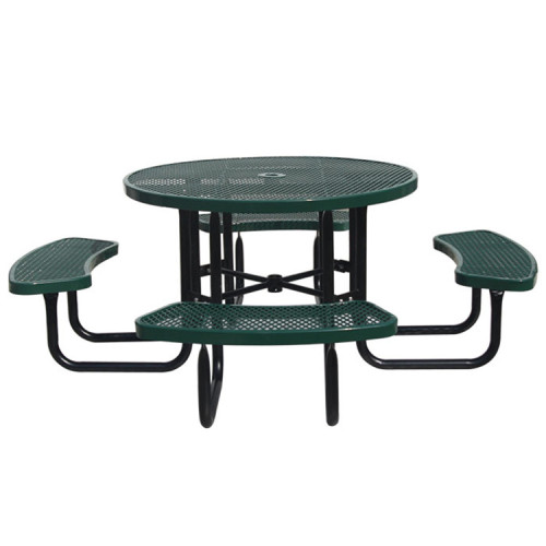 Round expanded metal commercial picnic table