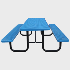 Outdoor commercial metal picnic table and bench