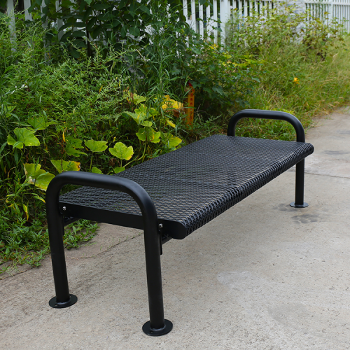 Black outdoor decorative metal backless bench