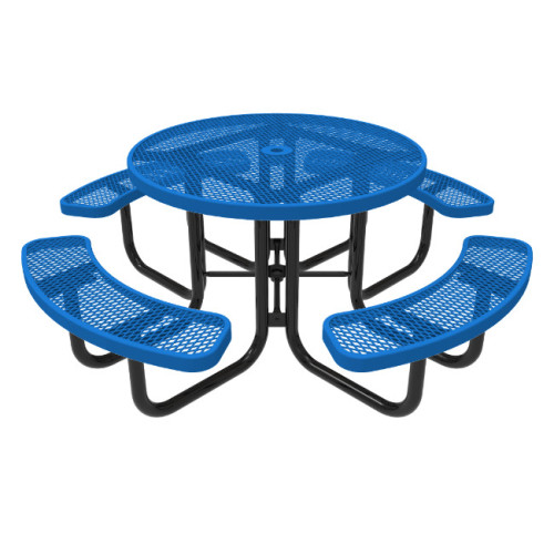 Outdoor round picnic table with umbrella hole