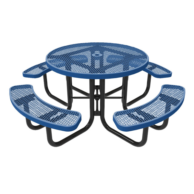 Outdoor round picnic table with umbrella hole