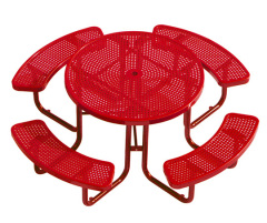 Outdoor round picnic table with umbrella hole