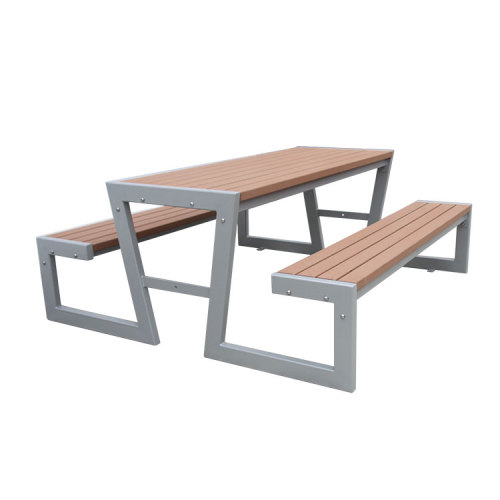 Commercial wood picnic tables with metal frame