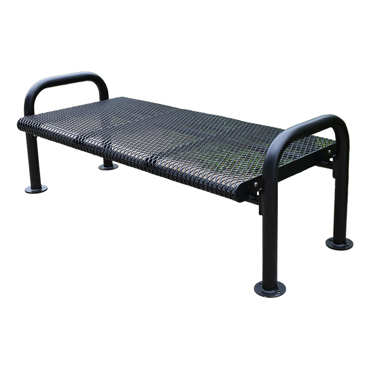 Black outdoor decorative metal backless bench