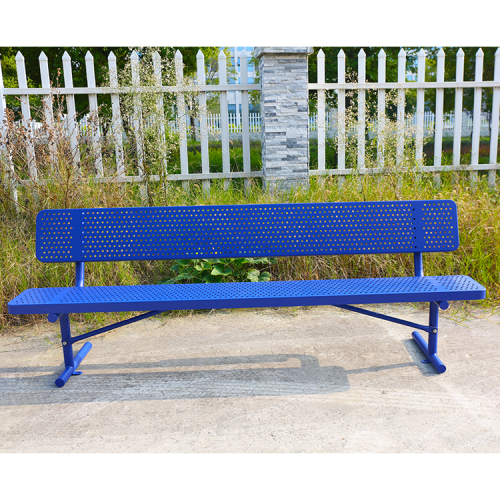 Park perforated metal sitting bench for outside