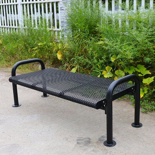 Black outdoor decorative metal backless bench