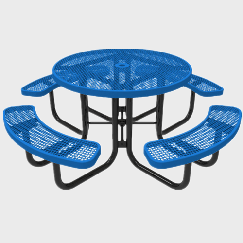 expanded metal round outdoor commercial picnic table