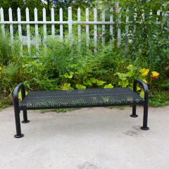 Black outdoor decorative metal backless bench