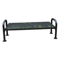 Black outdoor decorative metal backless bench