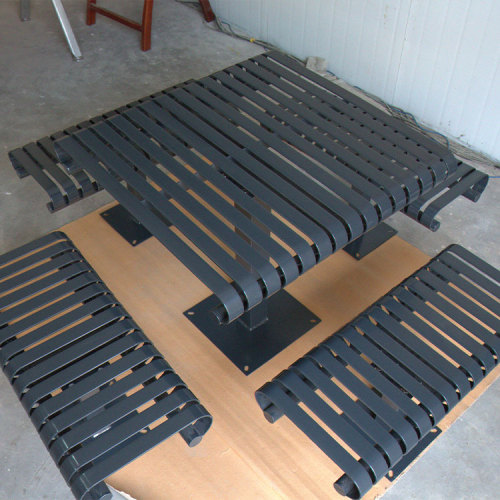 Outdoor commercial slatted metal picnic table