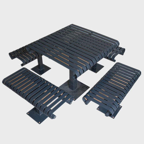 Outdoor commercial slatted metal picnic table