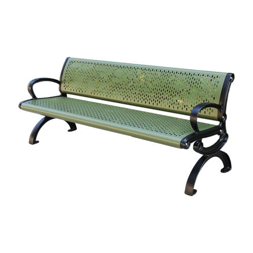 Rust proof perforated steel outdoor garden bench