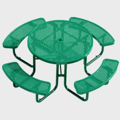 Outdoor round picnic table with umbrella hole